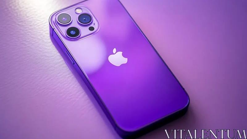 iPhone 14 Pro in Deep Purple on Textured Background