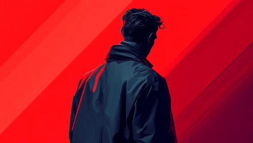 Crimson horizon stalker in a storm of neon silence.