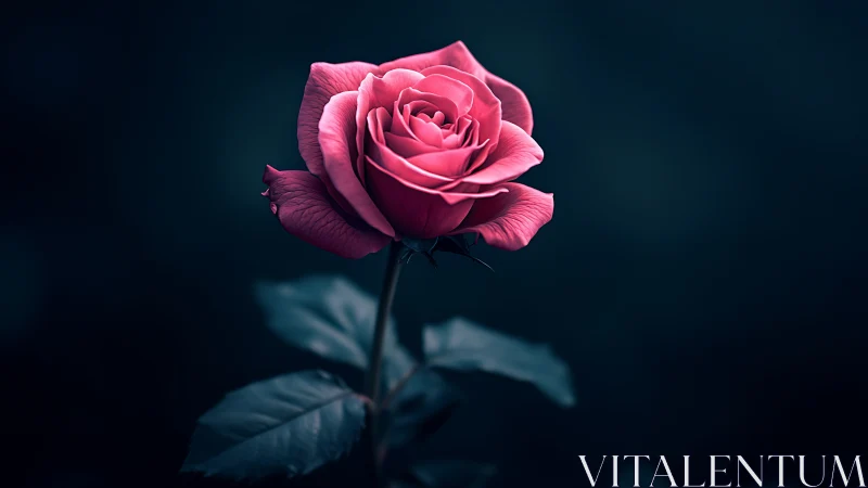 Pink Rose Against Dark Teal Background