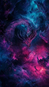 Spectral nebula serpent in chromatic deep-space turbulence.