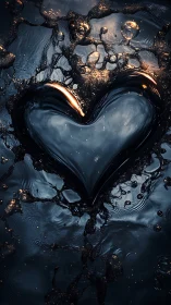Liquid Heart Shape Emerges from Dark Water Surface