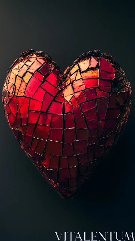 Geometric heart form rendered with segmented stained glass effect.