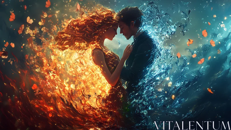 Fire and Ice: Two souls meet in elemental collision.