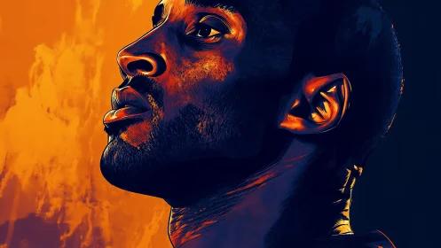 Glowing portrait of quiet strength in bold orange light.