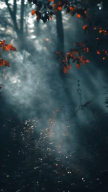 Autumn Forest Bathed in Ethereal Sunlight.