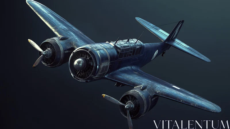 Stormworn twin‑engine warbird cruising a midnight memory.