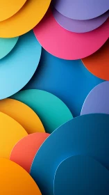 Layered circular shapes in bold overlapping color palette.