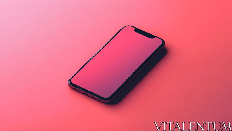 Modern smartphone on pink gradient background, minimalist style.