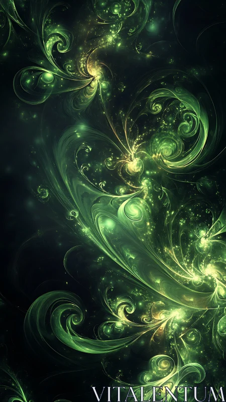 Fractal energy vortex forms luminous green spirals in deep space