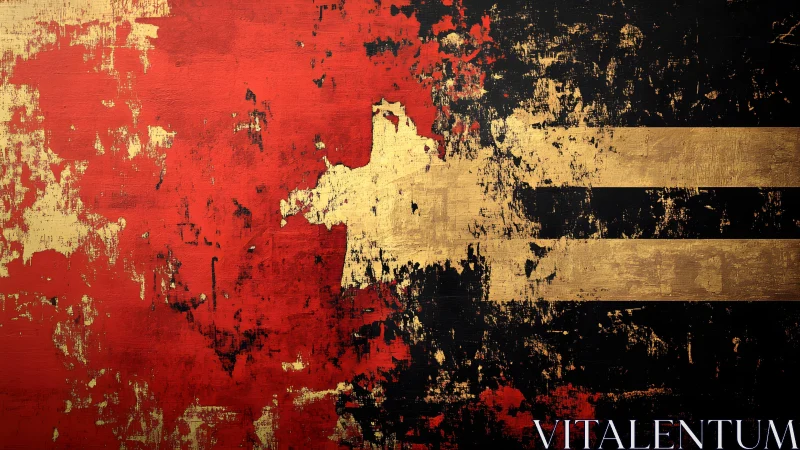 Grunge Abstract Flag Art with Gold, Black, and Red Texture.