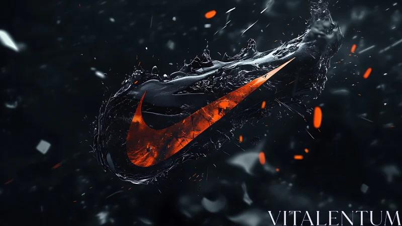 Bold orange swoosh surges through dark liquid energy splash