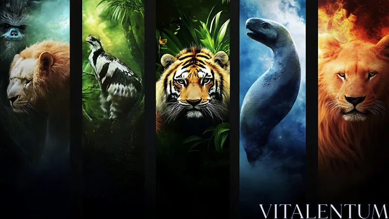 Majestic Wildlife Portraits: Five Species United by Nature.