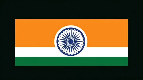 Indian tricolour flag with navy blue Ashoka Chakra centered.
