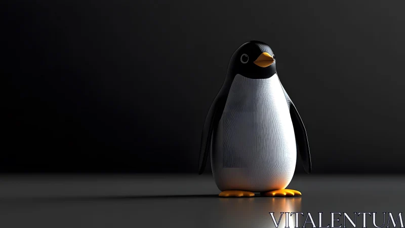 3D Render of Cartoon Penguin on Dark Minimalist Background.