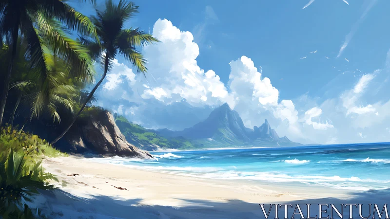 Tropical Beach Paradise with Dramatic Cliffs