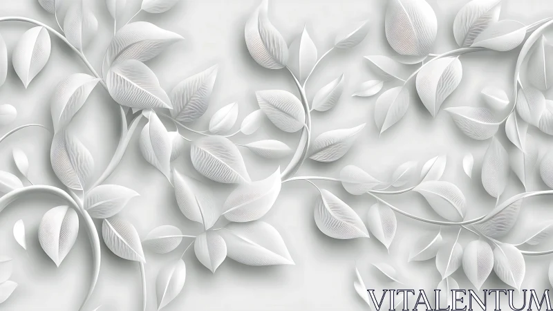 Monochrome bas‑relief foliage with layered paper leaf geometry.