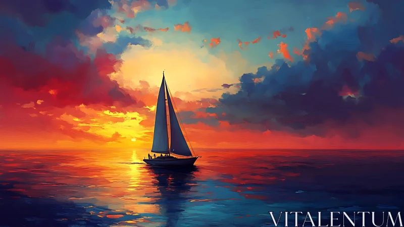 Sunset sails drift gently across a glowing painted sea