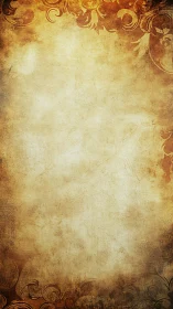 Aged parchment texture with ornamental flourishes and vignette burn