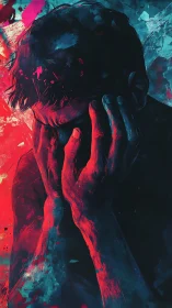 Chromatic stress field study of bowed figure in neon contrast.