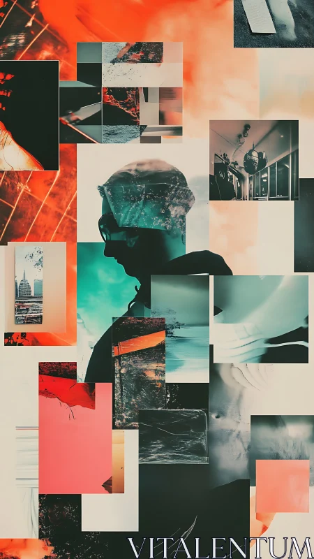 Dreamy silhouette drifts through colorful fragmented memories