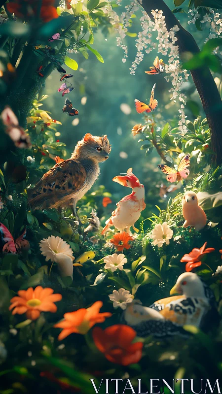 Bioluminescent forest tableau renders hybrid fauna in bloom