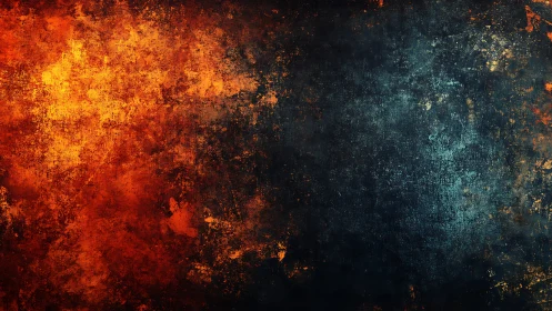 Fire and Ice Abstract Contrast. Divided Grunge Backdrop.