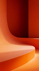 Curved orange planes form a minimalist abstract interior space.