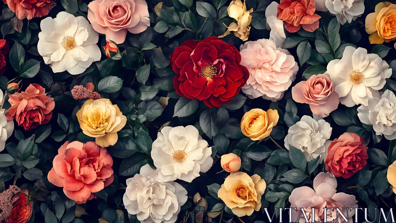 Lush Garden of Radiant Roses and Blooming Beauties