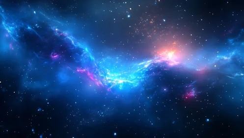 Stellar nebula ribbon with electric blue and magenta glow.