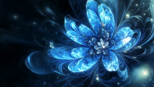 Fractal blue flower bursts from cosmic luminous void.