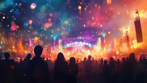 Crowd soaking in a glowing night of color and music.