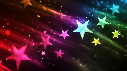 Chromatic vector starfield with luminous motion trails rendered.