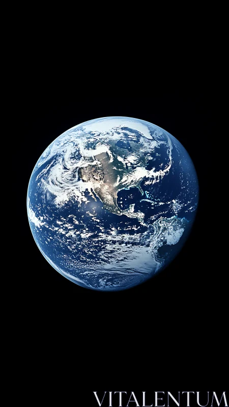 Blue planet drifts like a marble in velvet cosmic quiet