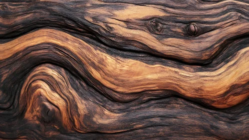 Flowing wood grain forms warm abstract natural waves
