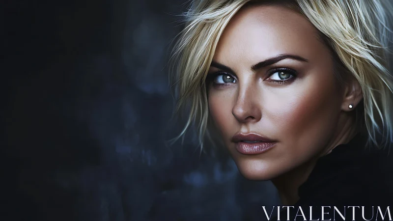 Intense blue eyed portrait with softly lit golden hair.