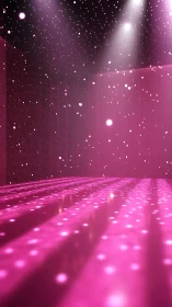 Pink illuminated stage surface is rendered with discrete light points