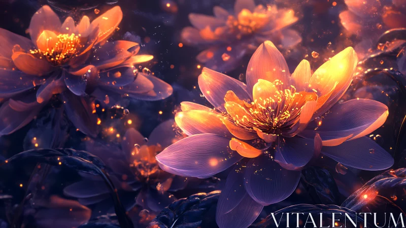 Luminous Flowers Glowing with Magical Light.