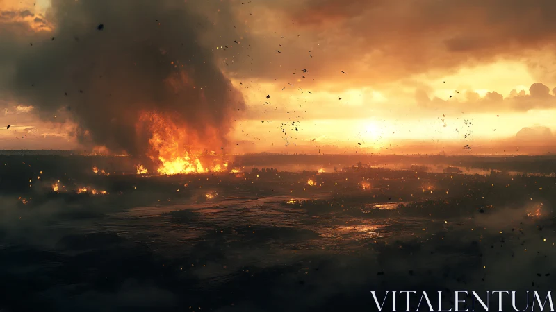 Apocalyptic Inferno: A Civilization Engulfed in Catastrophic Fire