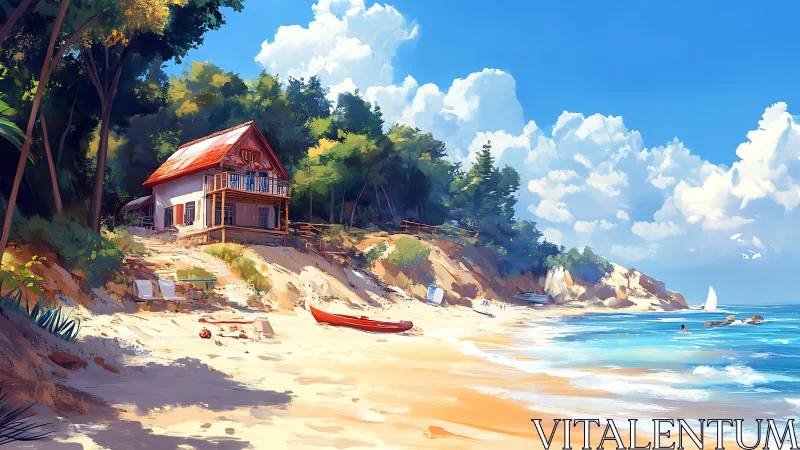 Coastal Cottage on Sandy Beach with Ocean View