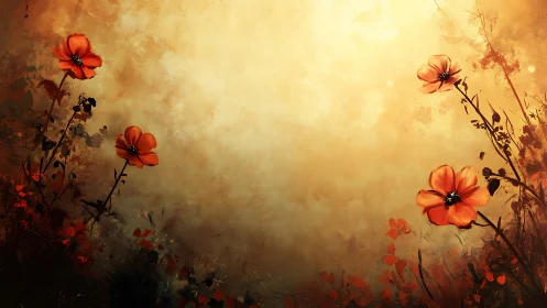 Embers in Sepia: Cosmos Blooms Through Golden Haze.