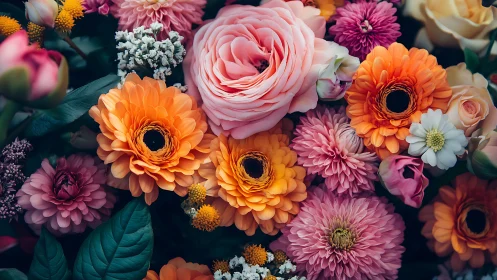 Vibrant Mixed Bouquet with Pink Roses and Orange Gerberas.