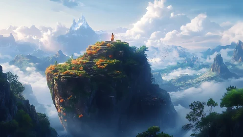 Vertical floating mesa landscape renders expansive aerial depth