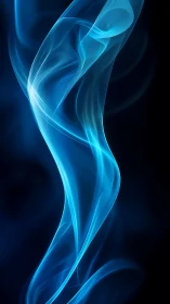 Blue luminous smoke stream over dark abstract background.