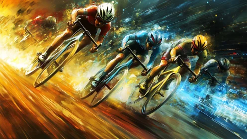 Cyclists surge through glowing streets in a thrilling night race