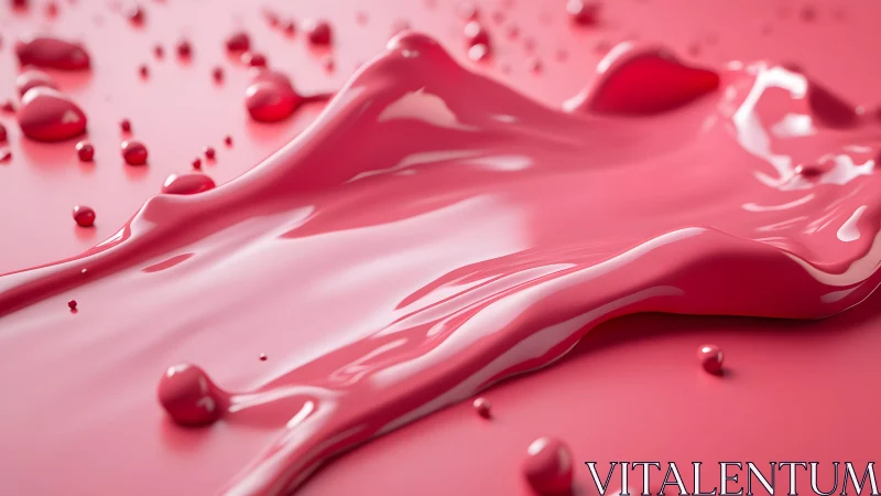 Glossy pink paint splash on smooth surface, abstract macro style.