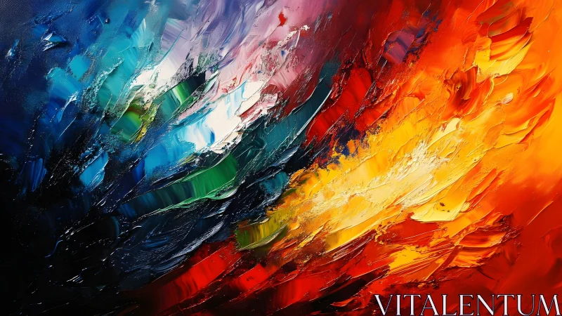 Vivid Abstract Oil Painting with Bold Color Strokes and Texture.