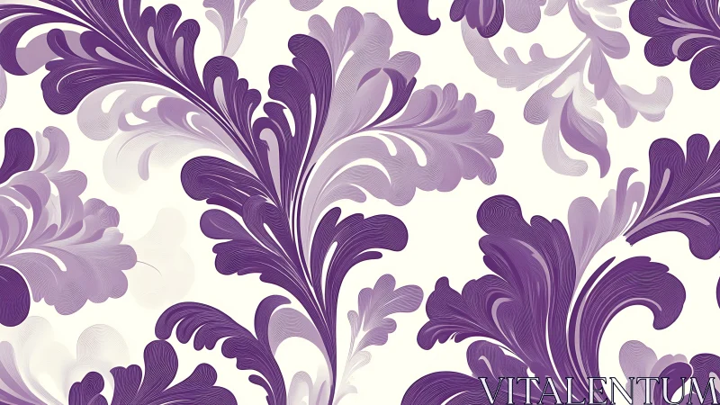 Vector foliage motif forms repeated purple ornamental pattern