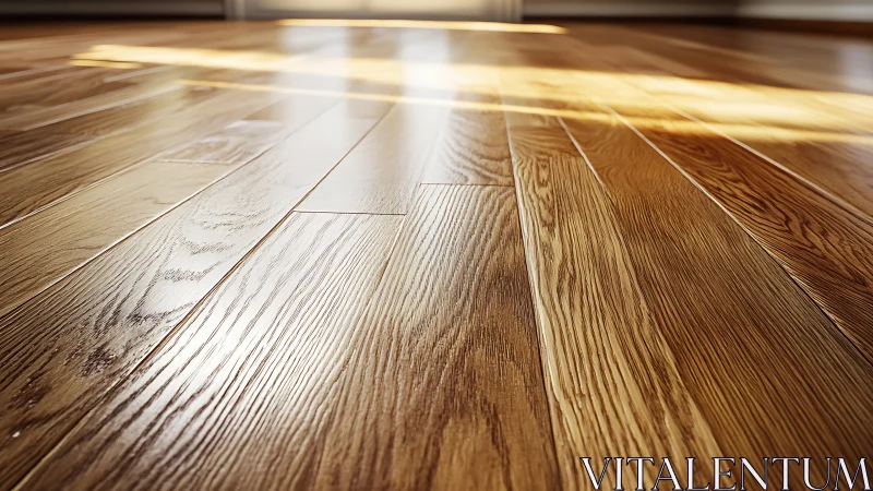 Sunlit hardwood floor glows with warm, polished grain detail