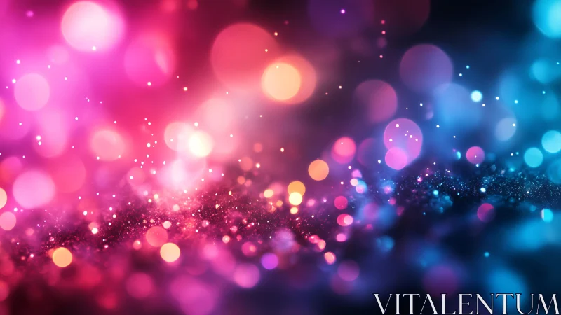 Vibrant abstract bokeh lights in pink and blue, digital art style.