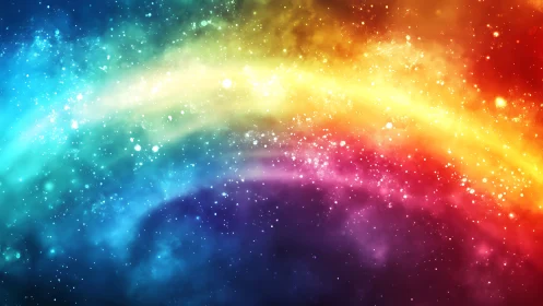 Multicolored nebula arc with dense starfield gradient.